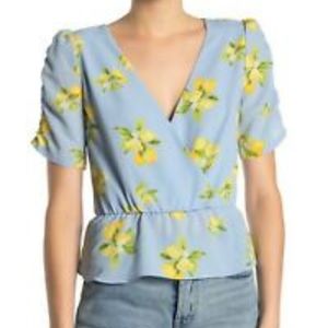 Socialite Lemon Print Peplum Blouse